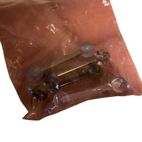 14g Surgical Steel Tongue Rings Body Piercing Jewelry Unisex 4pcs Multicolor 4 P - Picture 5 of 5